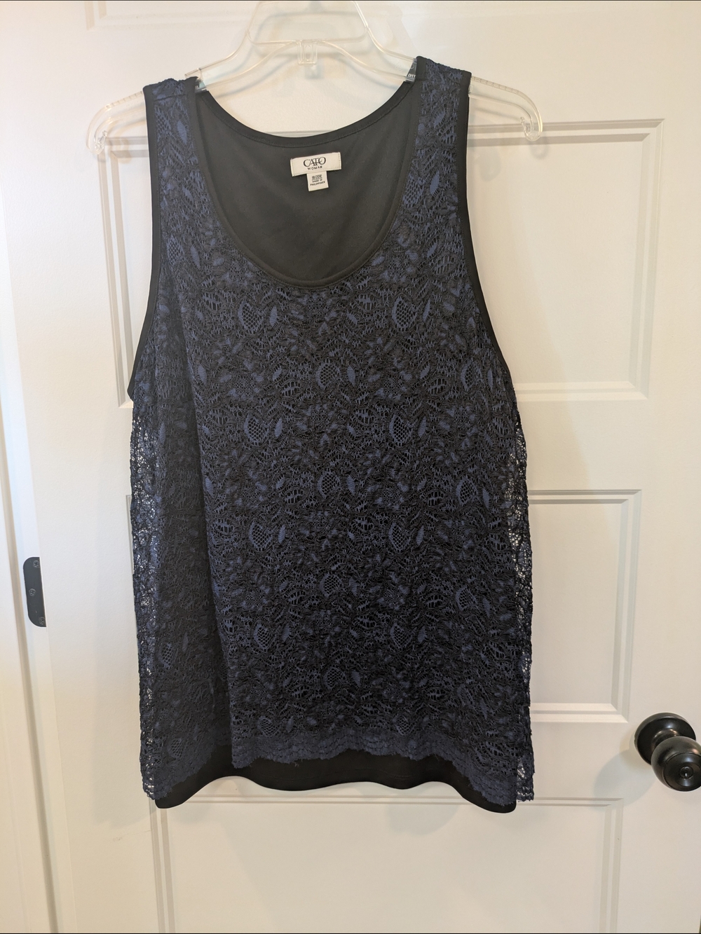 🔴 3/$15 Cato Navy Lace Overlay Tank Top